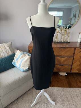 Express Black Spaghetti-Strap Side Slit Dress
